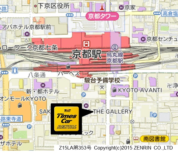 タイムズカーレンタル京都新幹線口店MAP